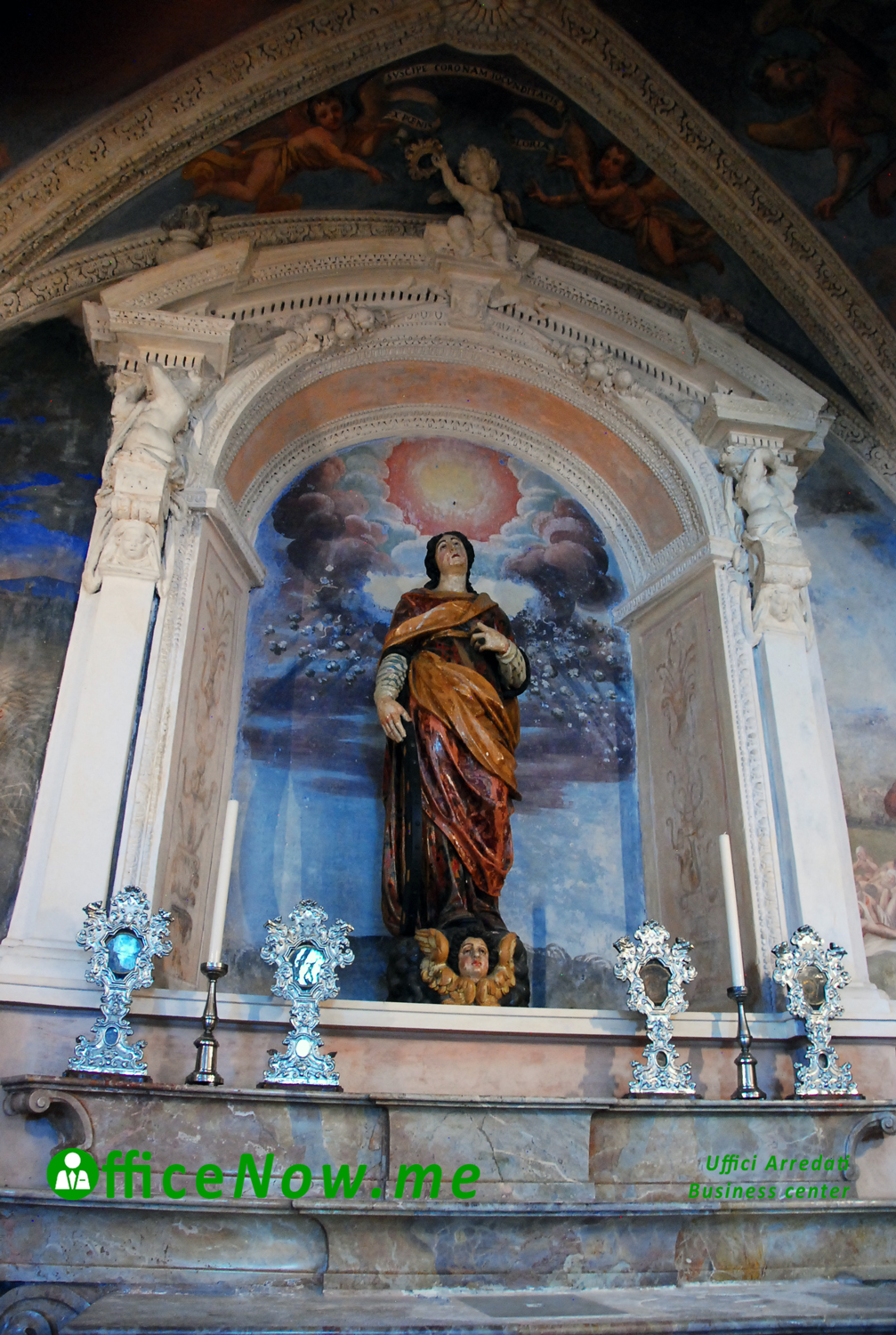 OfficeNow business center, furnished offices, Hermitage Santa Caterina del Sasso, chapel of Santa Caterina with wooden statue