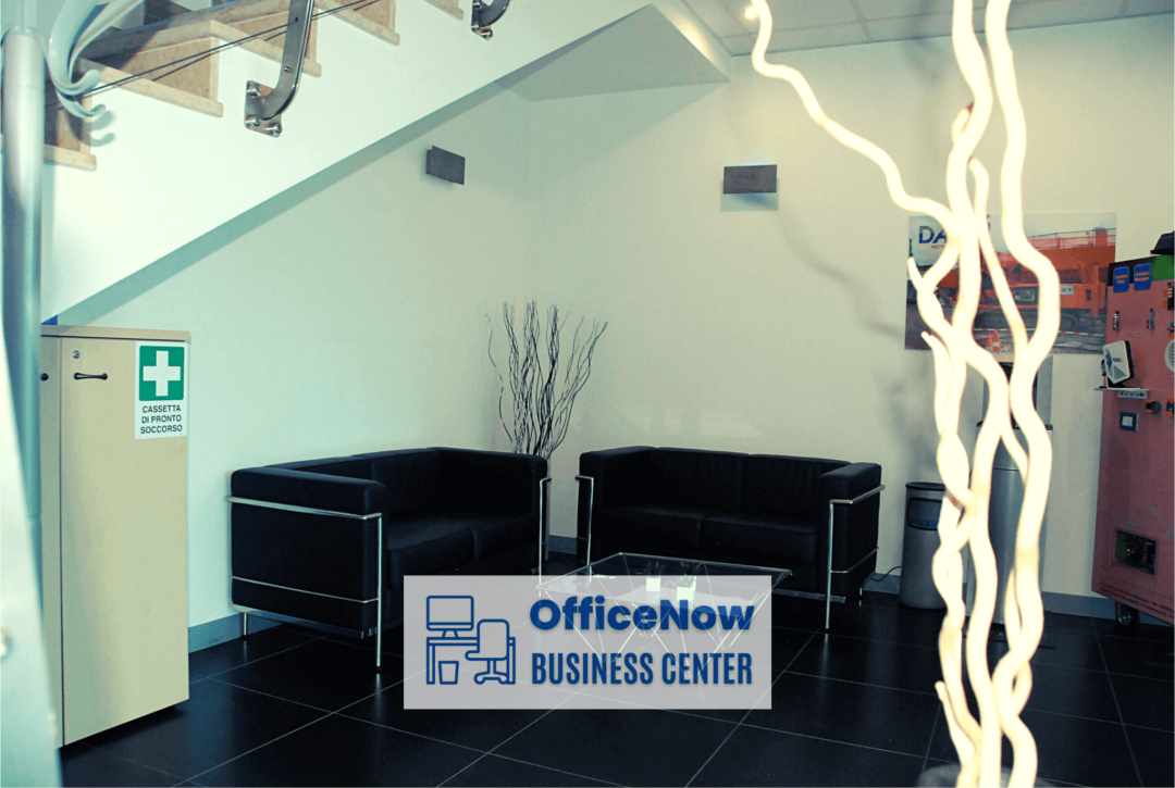 OfficeNow, office for rent in Gallarate, furnished offices in Malpensa entrance with waiting room sofas